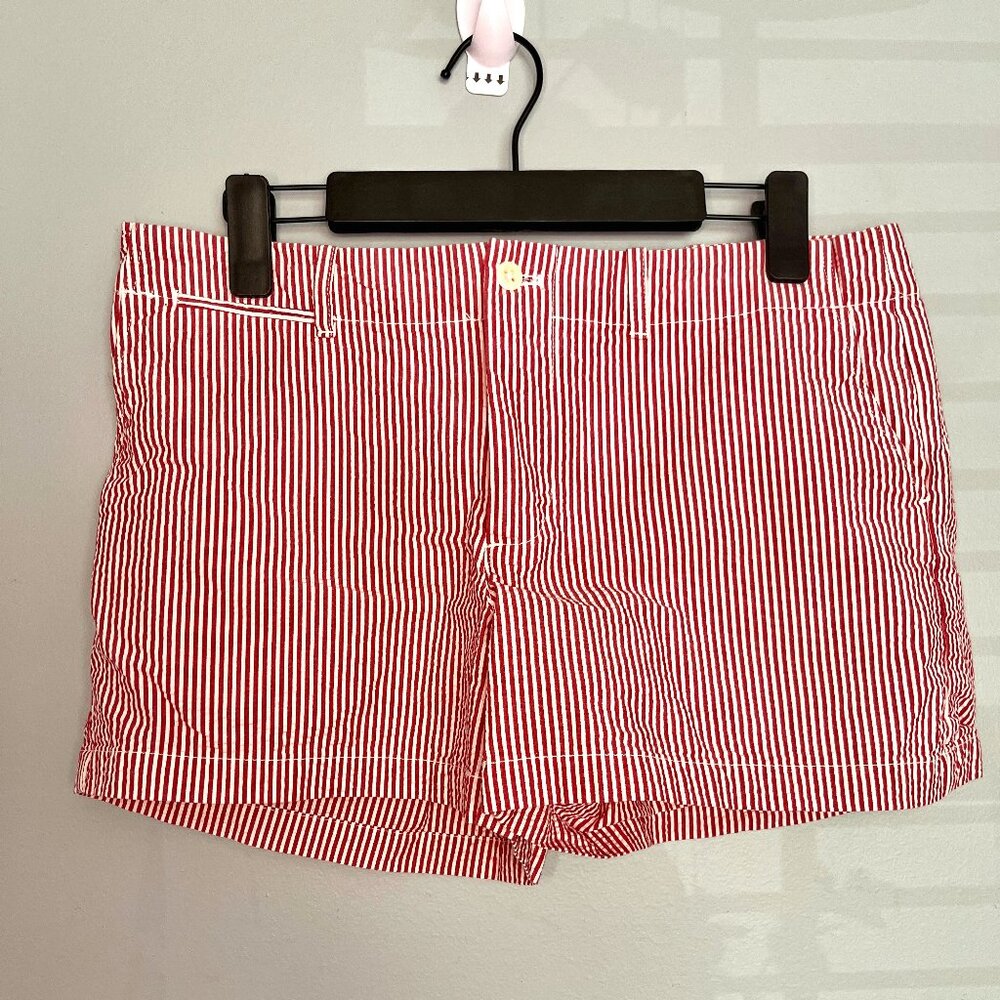 Ralph Lauren Sport Women's Red/White Striped Shorts - Size 8